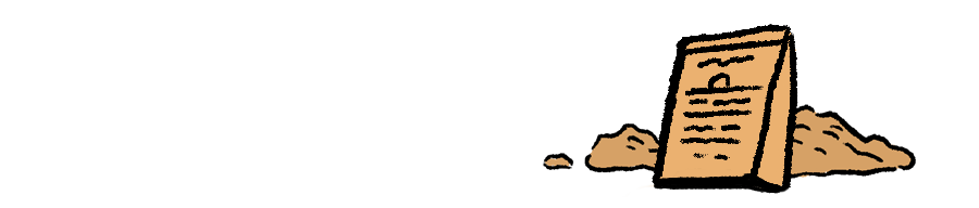 Cartoon-style illustration of a brown soil bag with dirt mounds behind it.
