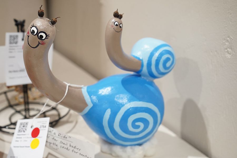 Gourds painted to look like cartoonish snails are a part of the 4-H art contest at the Georgia National Fair. 
