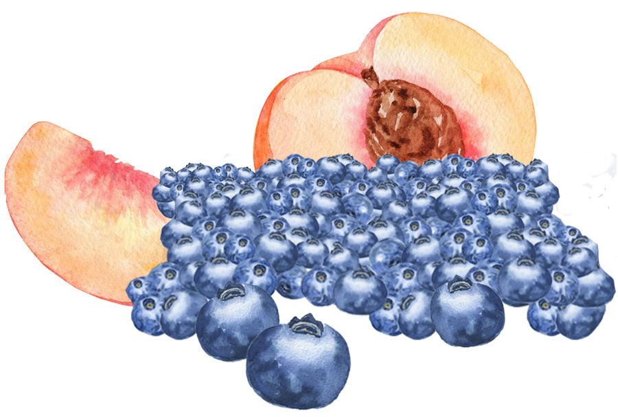 Peaches and blueberries